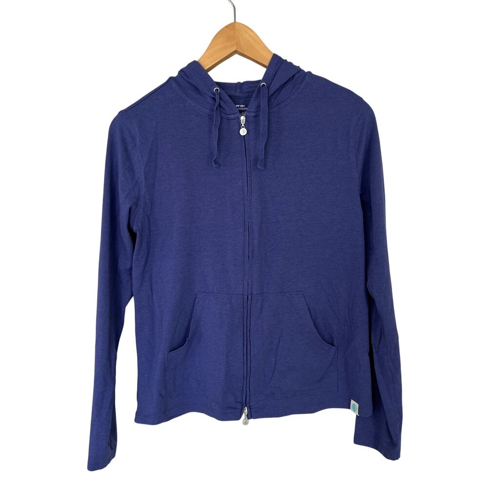 COOLIBAR Women's Seaside Zip-Up Hoodie Blue Size XS UPF 50+ Lightweight Bamboo